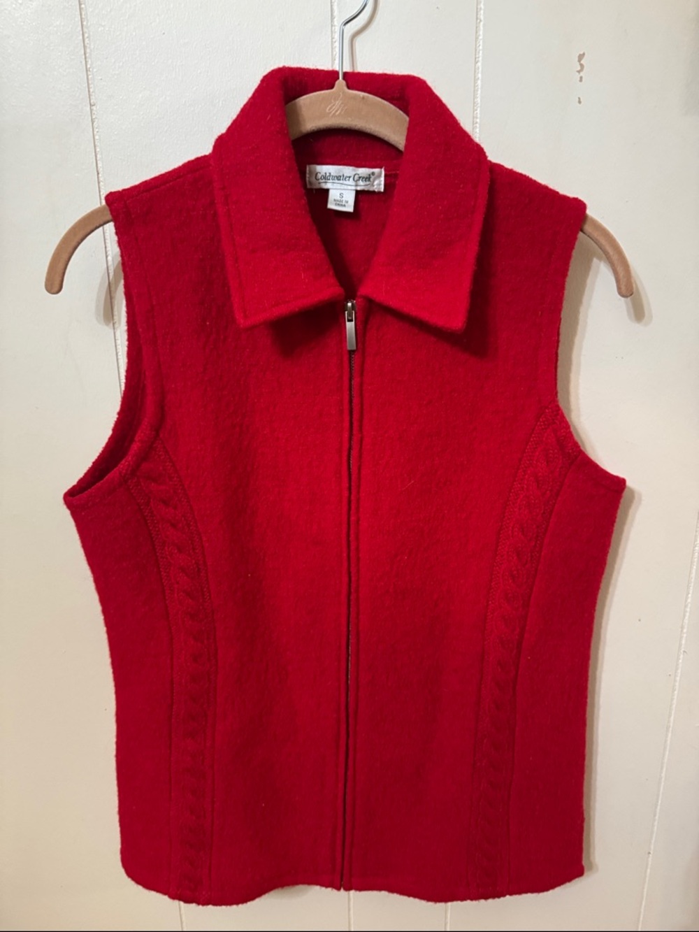 Coldwater Creek Red Zip-Front Wool Vest